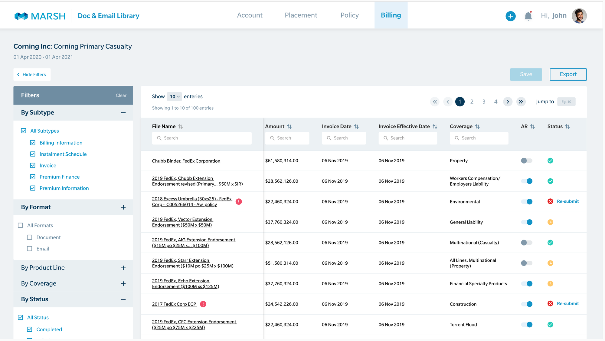 Marsh Doc & Email Library, final design